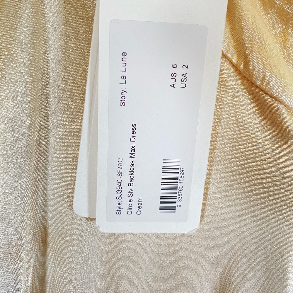 NWT Shona Joy La Lune Plunging V-neck, Backless Maxi Dress in Cream - Picture 11 of 11